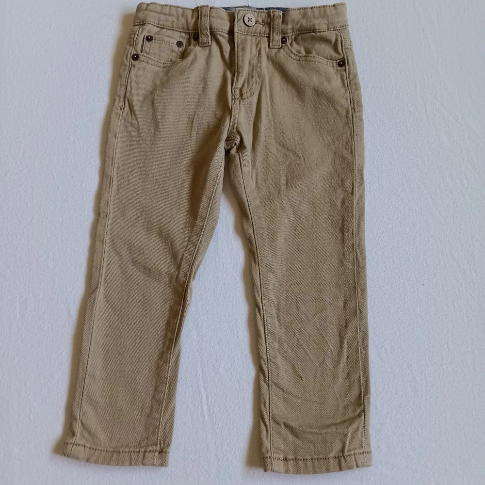 Lucky Brand Sz 3T Khaki Denim Pants Tan Carpenter Jeans Normcore Casual Toddler